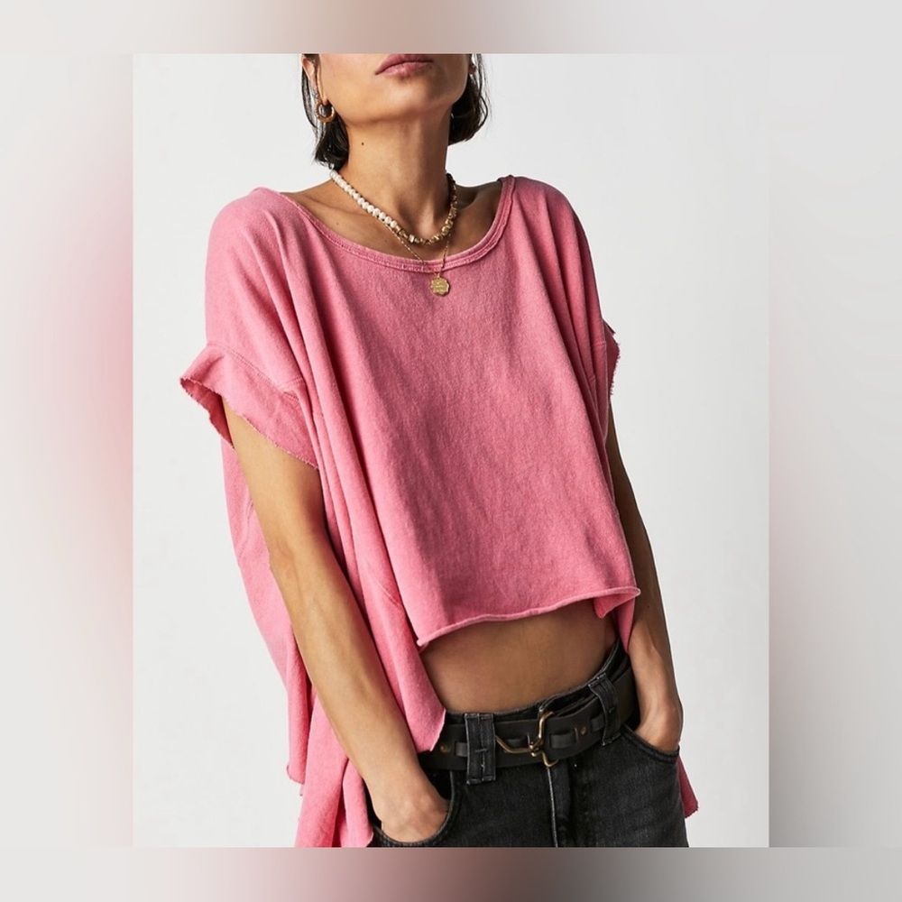 NWOT Free People We the Free Angel Tee - gumdrop pink - Small, Medium, Large - Picture 2 of 9